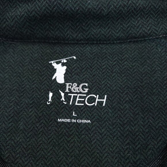 Fairway & Greene Mens Tech Patch Golf Sweater Size Large Green Leather 1/4 Zip - Picture 5 of 10
